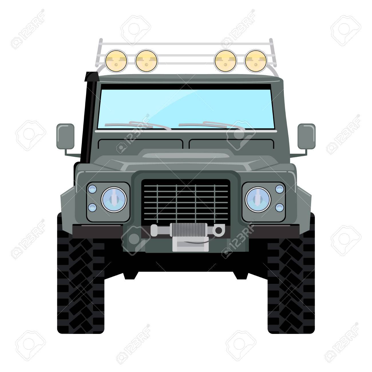 カーキ色のオフロード車トラック 4 X 4 図のイラスト素材 ベクタ Image