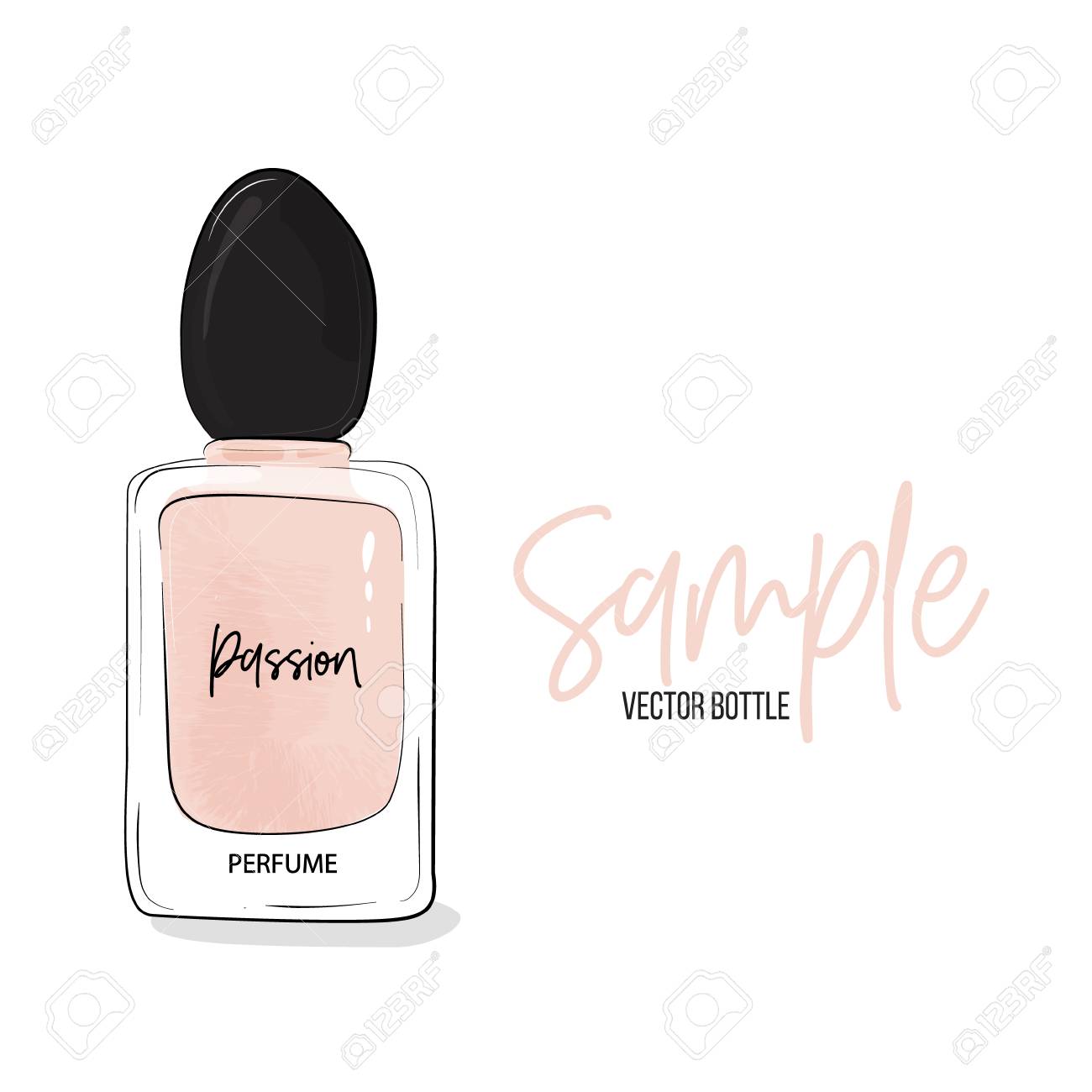 Haute Couture Watercolor Art Card Beige Black Perfume Bottle Royalty Free Cliparts Vectors And Stock Illustration Image 97188183