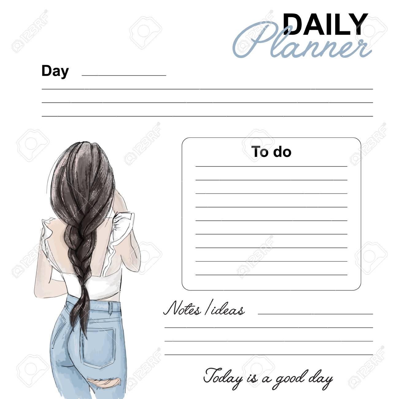 daily planner fashion design date day list page daily template date planner template