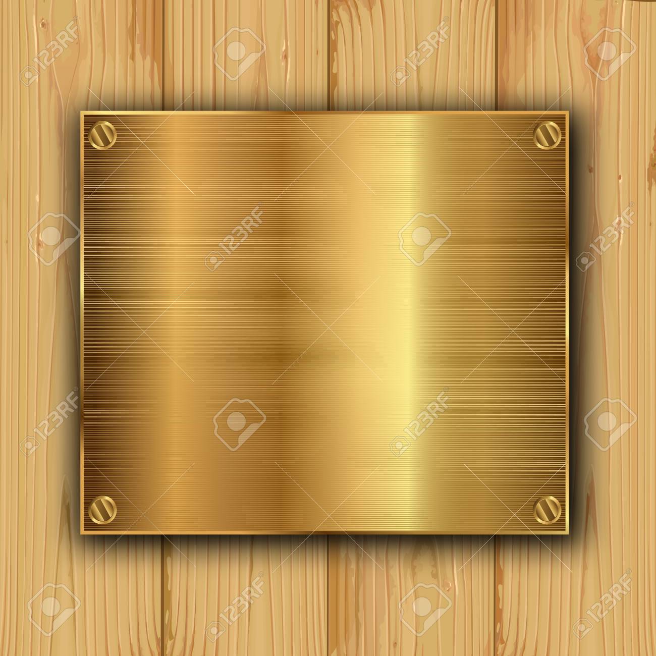 Gold Plate On A Wood Background Vector Illustration Royalty Free Cliparts Vectors And Stock Illustration Image