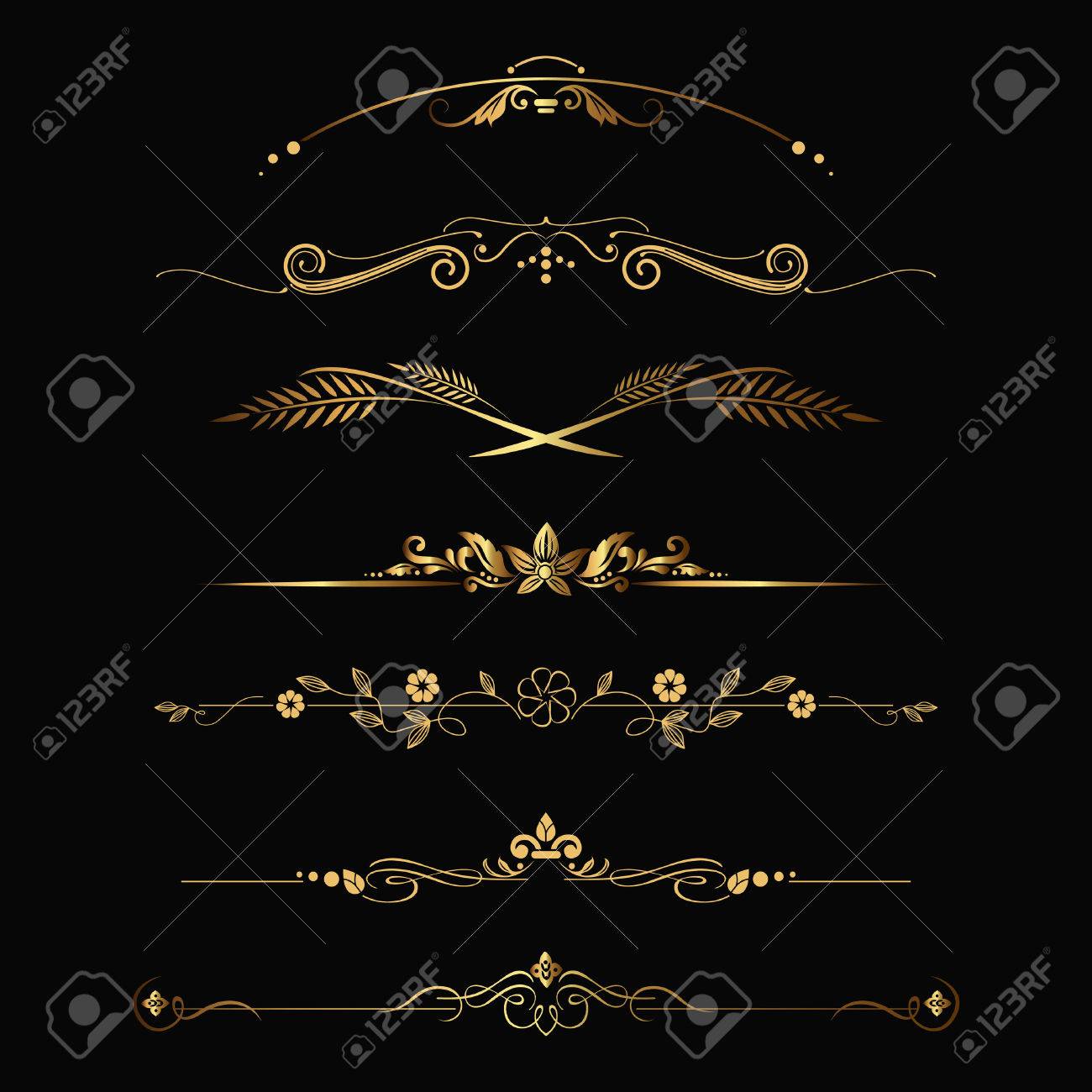 ゴールド デザイン要素および装飾用のヴィンテージ装飾のセット ベクトル イラスト のイラスト素材 ベクタ Image