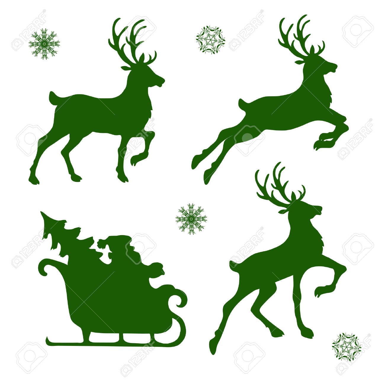 クリスマスのトナカイとサンタのシルエットのセットのイラスト素材 ベクタ Image クリスマスのトナカイとサンタのシルエットのセットのイラスト素材 ベクタ Image