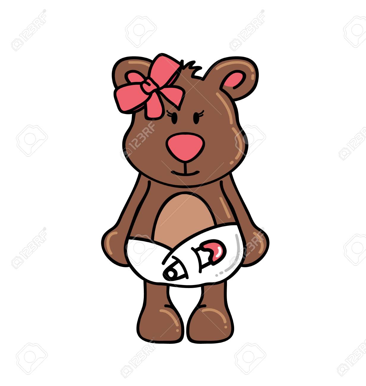 おむつ少女クマのイラスト素材 ベクタ Image 4364