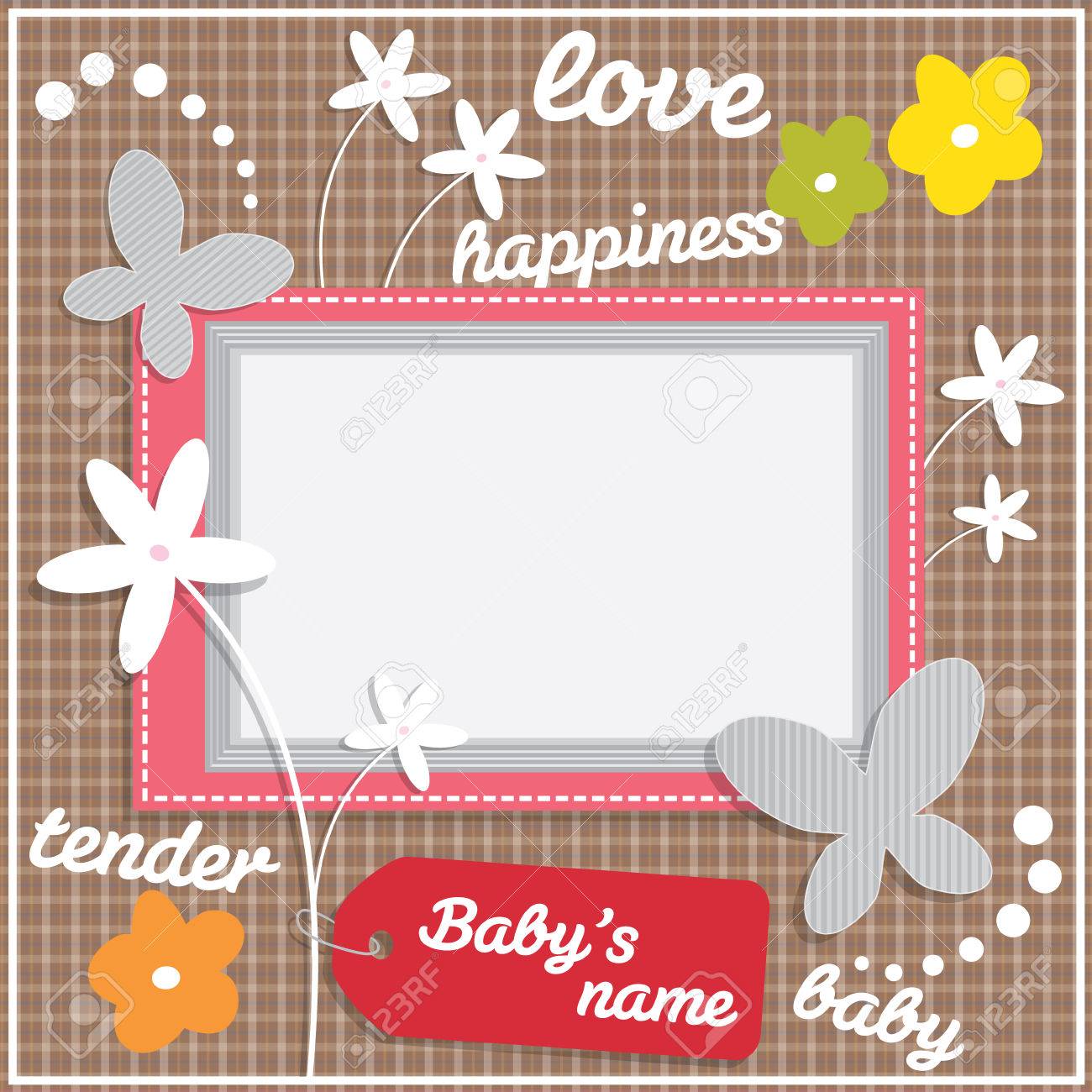 decorative template frame design for baby photo and memories scrapbook picture frame template