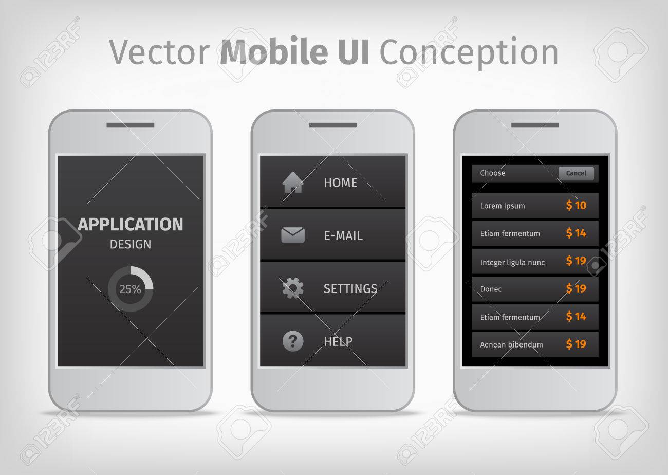 モバイル Ui デザインのベクトルのコレクションです イラスト 携帯