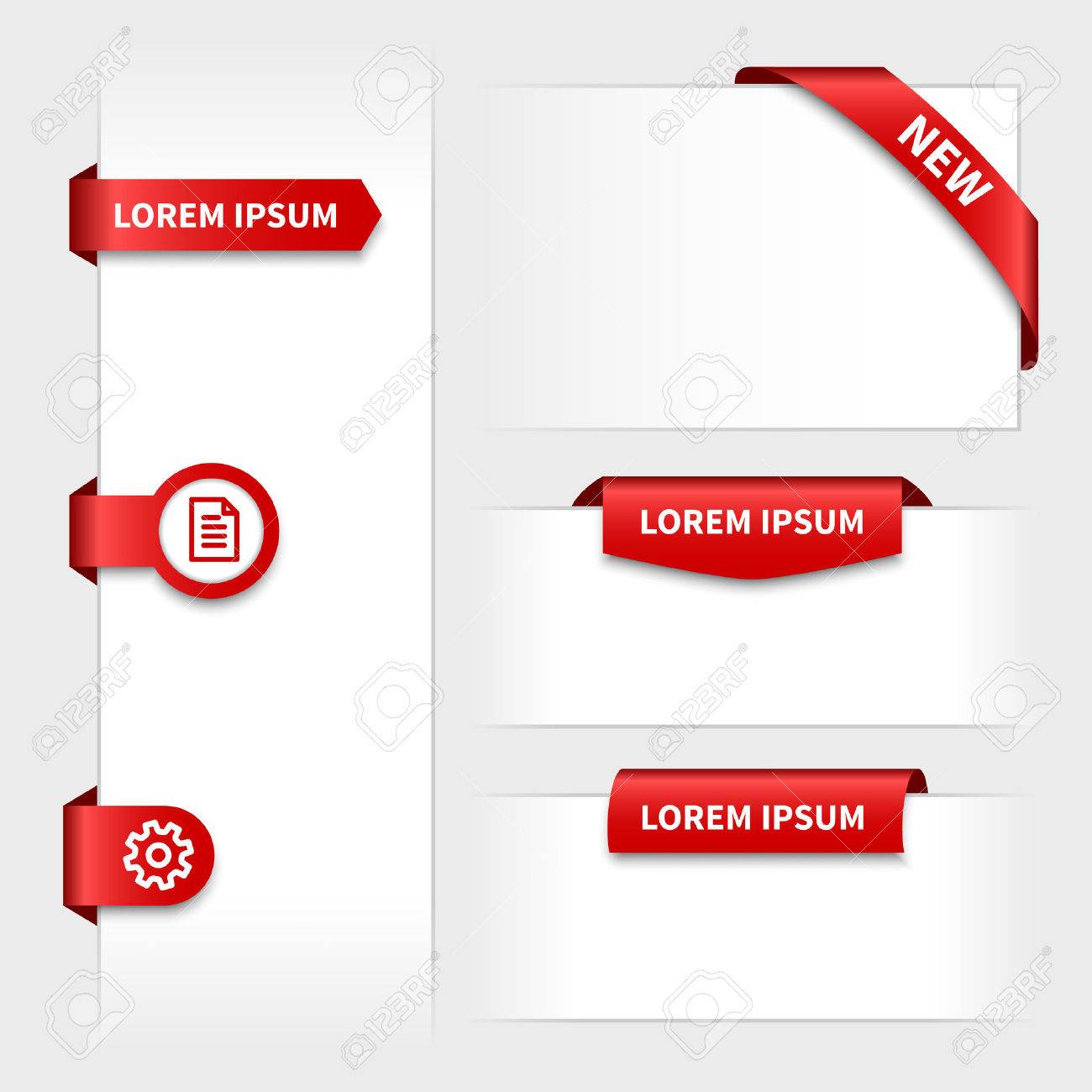 Collection of rounded red 3d stickers. Website tabs. - 37507294 Collection of rounded red 3d stickers. Website tabs. - 37507294