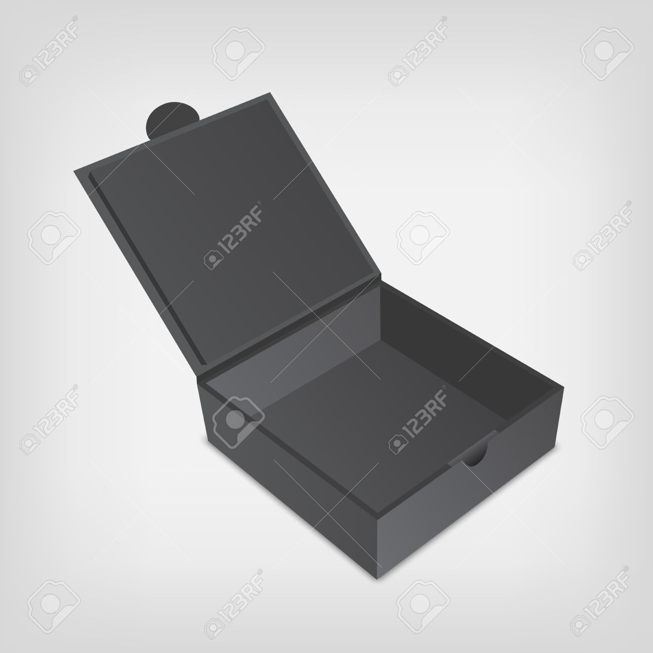 Open gray packaging design box mockup. Gray squared shape. Vector illustration isolated on white background. - 46526638 Open gray packaging design box mockup. Gray squared shape. Vector illustration isolated on white background. - 46526638