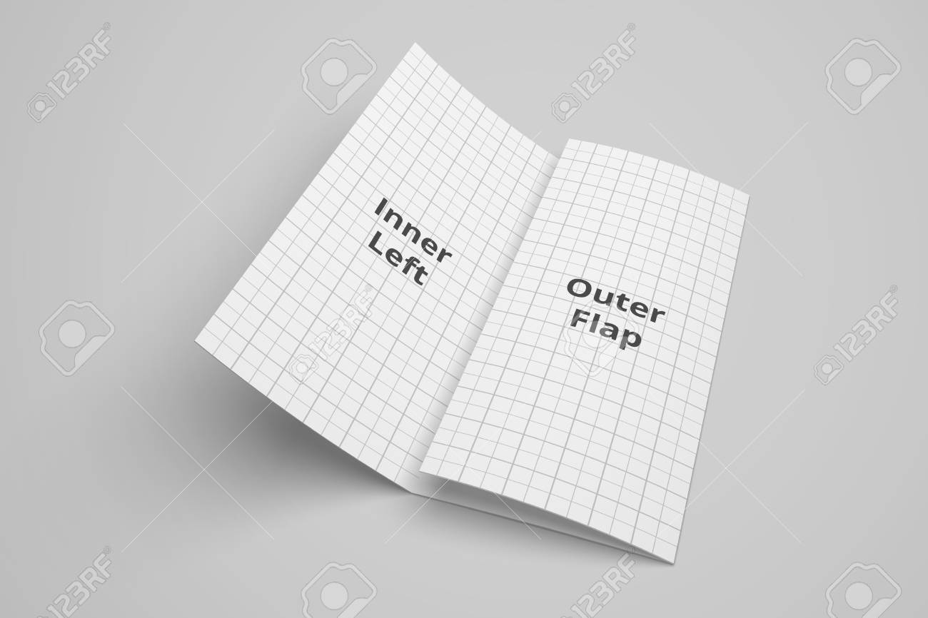 us letter tri fold brochure 3d illustration mockup with grid stock
