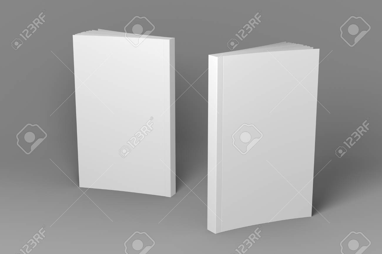 Two standing books. Presentation of front cover, spine and back cover. 3D illustration of mock-up template. - 115477304 Two standing books. Presentation of front cover, spine and back cover. 3D illustration of mock-up template. - 115477304