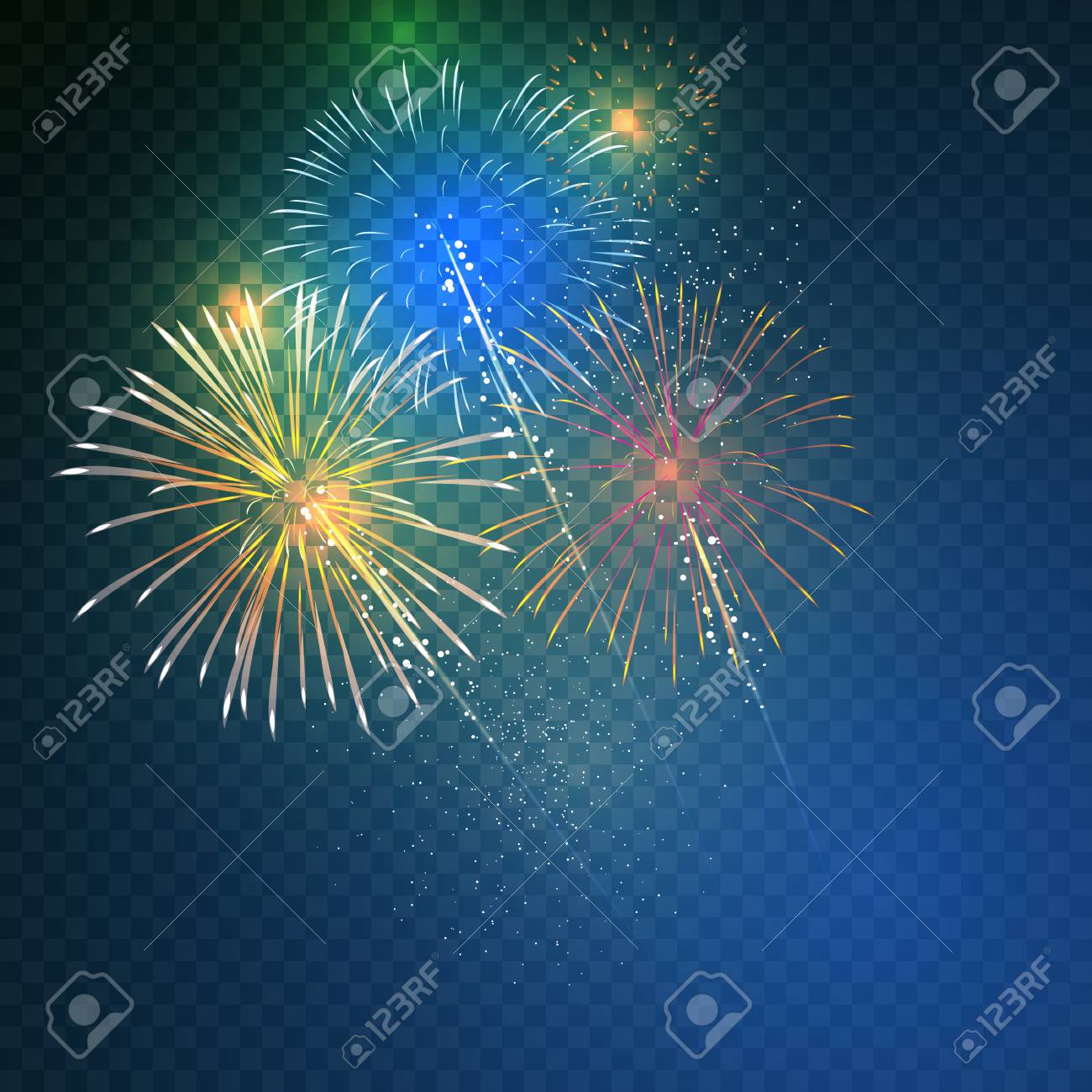 ミステリー透明な背景に鮮やかなカラフルな花火 のイラスト素材 ベクタ Image