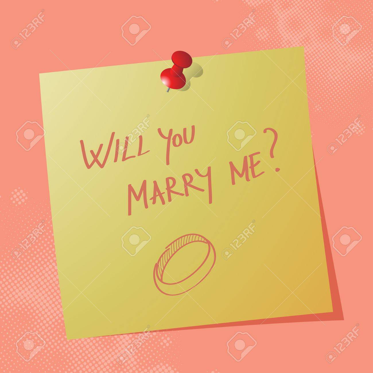 結婚してくれません手書き付箋紙 Eps10 ベクターのイラストにメッセージ のイラスト素材 ベクタ Image
