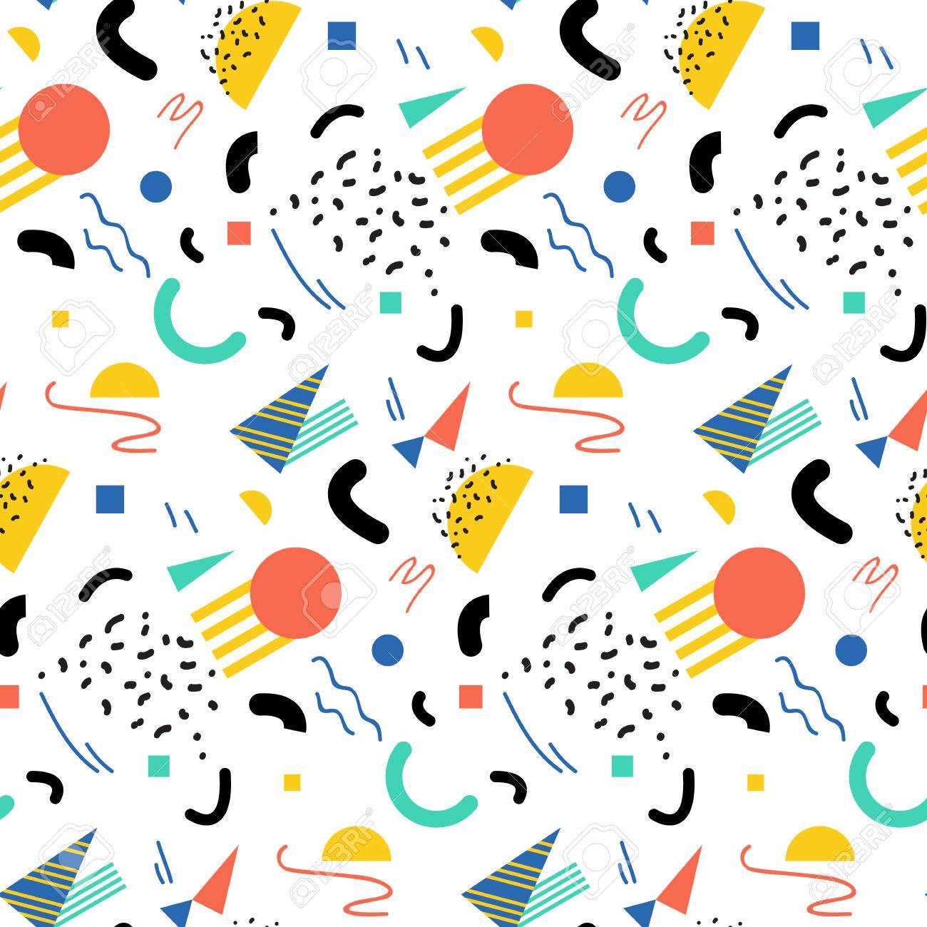 シームレスの幾何学模様レトロな 80 年代のスタイル、メンフィスの