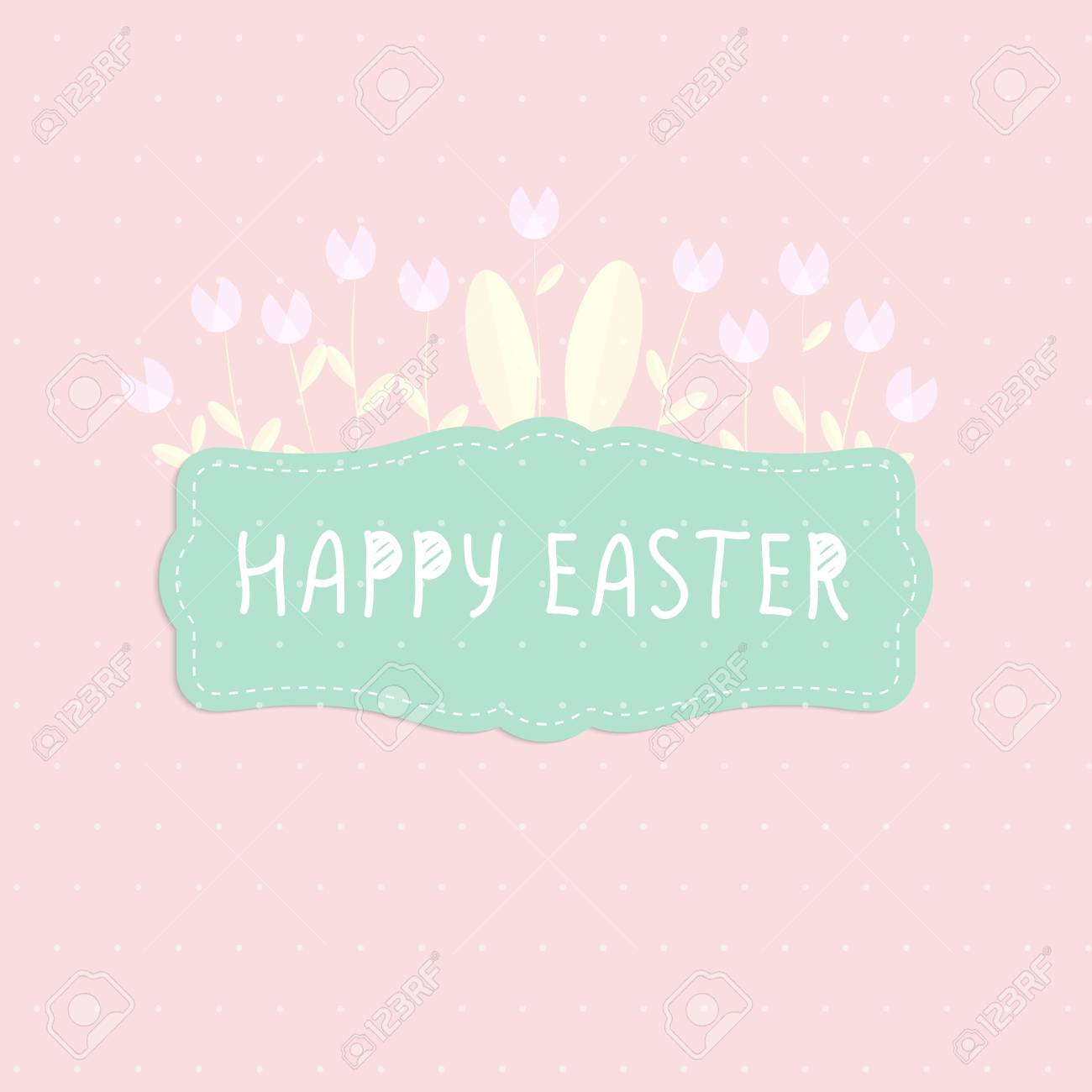 幸せなイースター ポスターとウサギと花 ベクトルの図 壁紙 チラシ パンフレット 伝票 のイラスト素材 ベクタ Image 7443