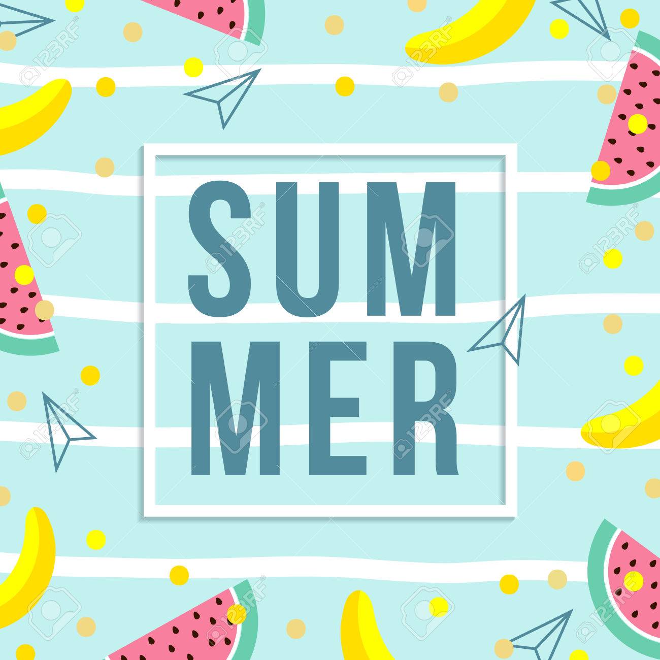 summer sale design template pattern with fruits banana watermelon