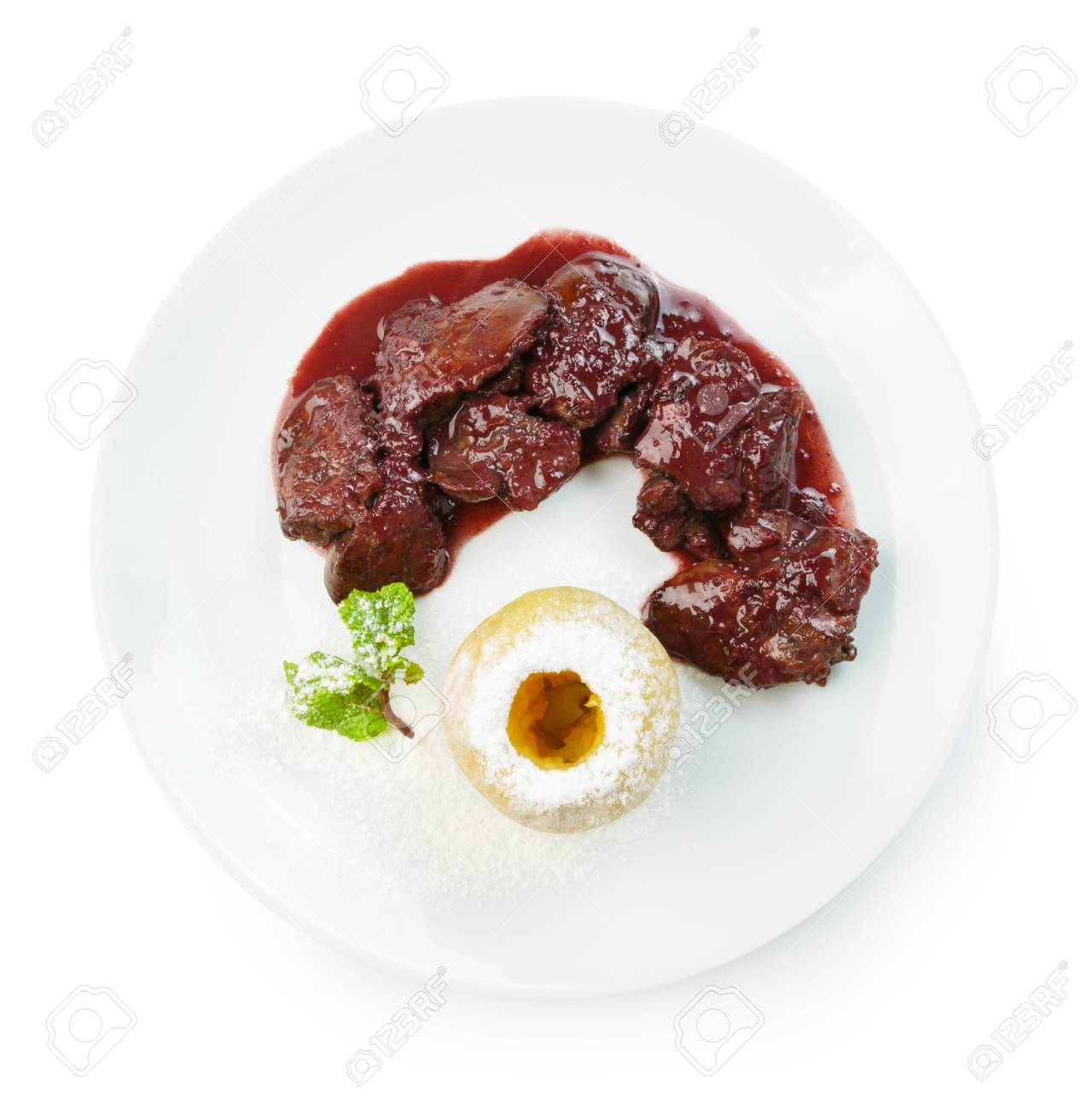 Restaurant Food Chicken Liver In Pomegranate Sauce With Baked Stock Photo Picture And Royalty Free Image Image 38229562