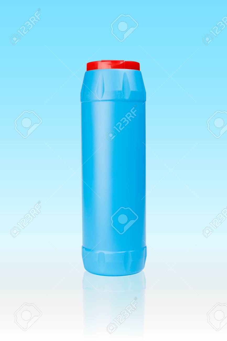 blue plastic bottle of