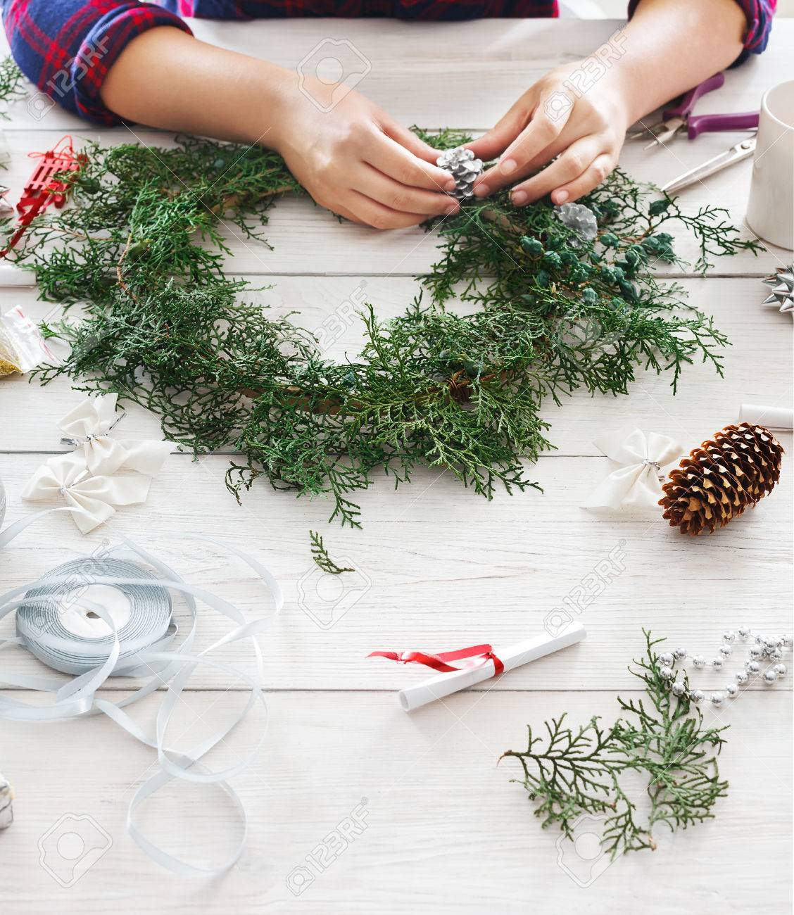 creative homemade christmas decorations do it yourself creative diy craft hobby making handmade homemade christmas ornaments and fir tree garland womans diy craft hobby handmade homemade christmas stock creative homemade christmas decorations do it yourself creative diy craft hobby making handmade homemade christmas ornaments and fir tree garland womans diy craft hobby handmade homemade christmas stock