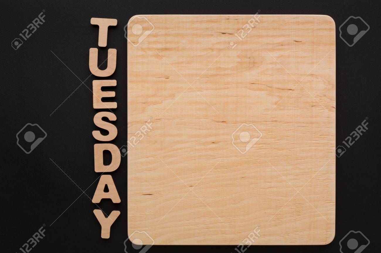 word tuesday with blank wooden board timetable day of week timetable week