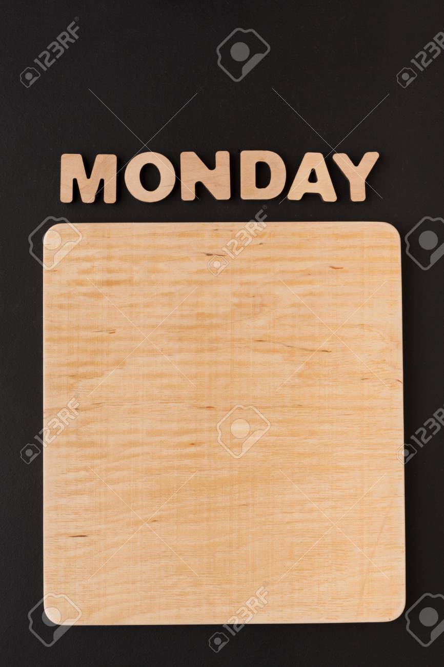 word monday with blank wooden board timetable day of week stock timetable week