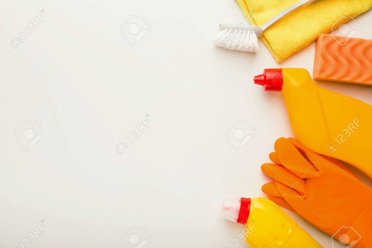 house cleaning products and supplies on white isolated background how to write a house cleaning ad