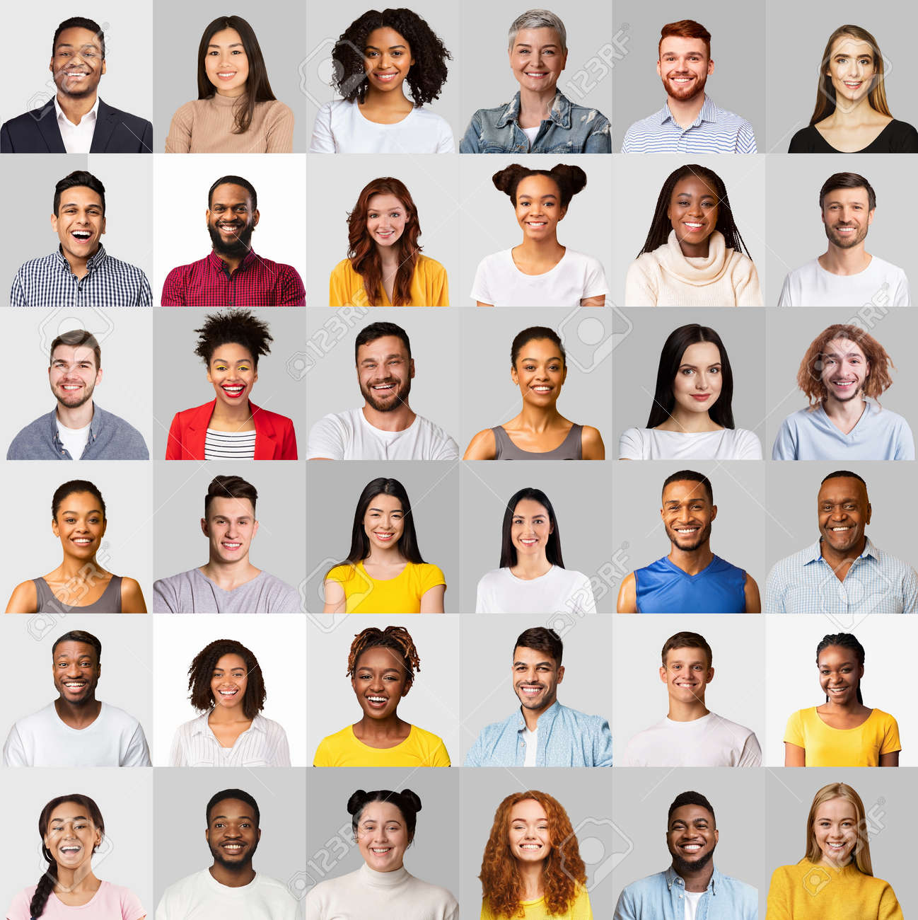 Faces Of Multicultural Young People On Light Gray Backgrounds, Collage - 165837959 Faces Of Multicultural Young People On Light Gray Backgrounds, Collage - 165837959