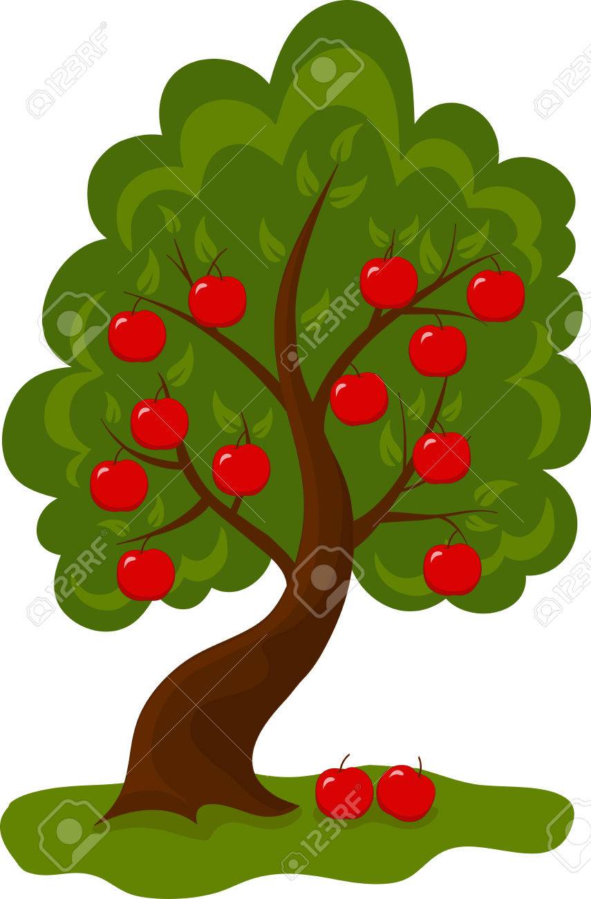 白い背景の上のりんごの木のイラスト のイラスト素材 ベクタ Image