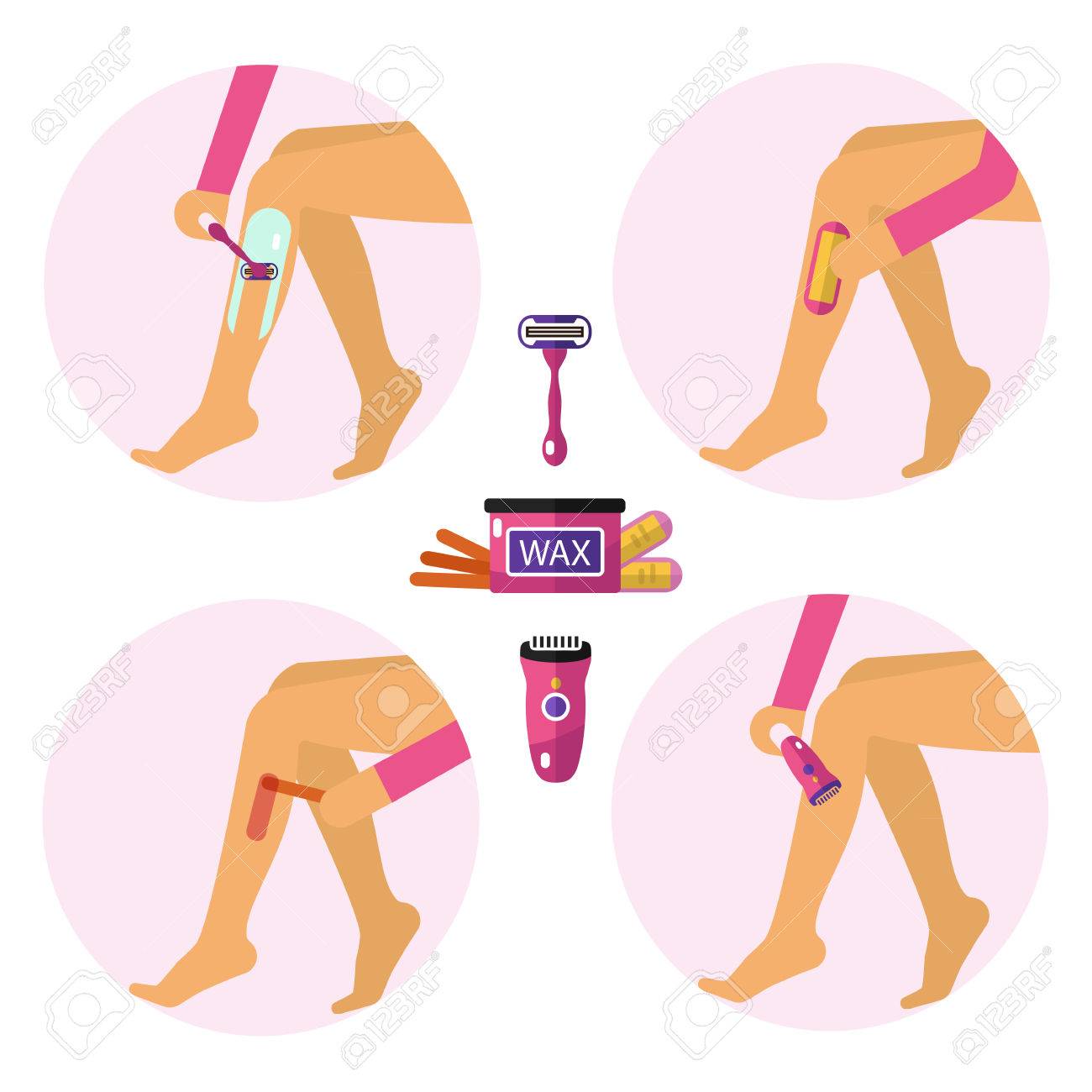 Flat Design Vector Illustration Of Hair Removal Types Beautiful