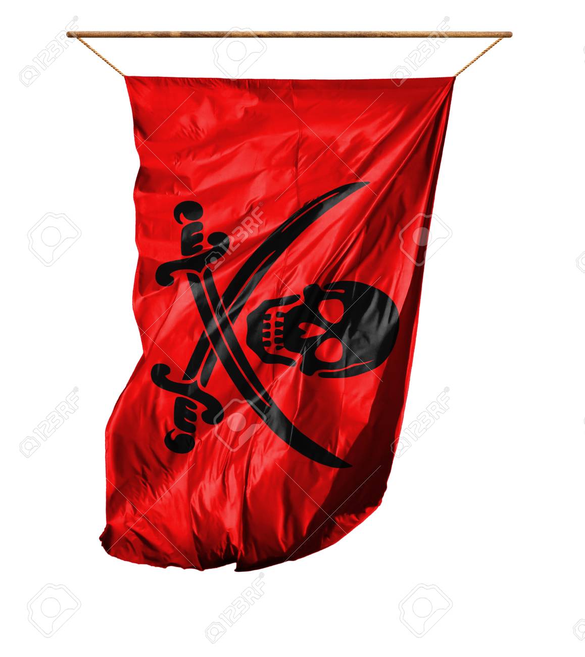 Flag Of Pirates Red Vertical Flag Isolated On A White Background