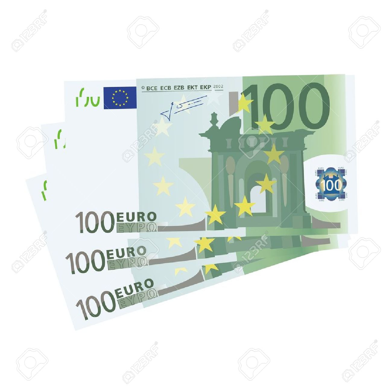 Drawing Of A 3x 100 Euro Bills (isolated) Royalty Free SVG, Cliparts,  Vectors, and Stock Illustration. Image 14390020., image size:1300x1300