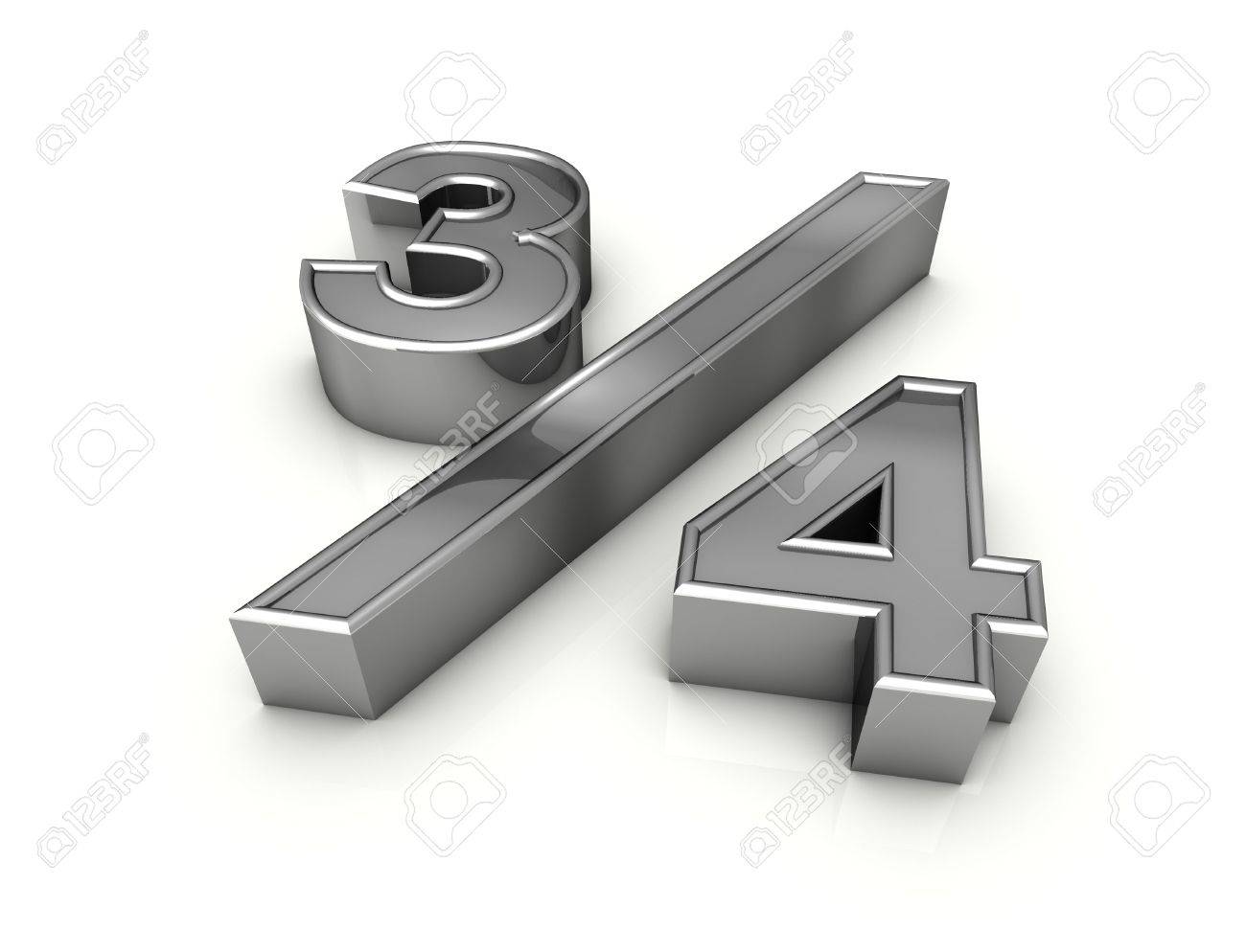 Fraction Three Quarters Stock Photo, Picture and Royalty Free