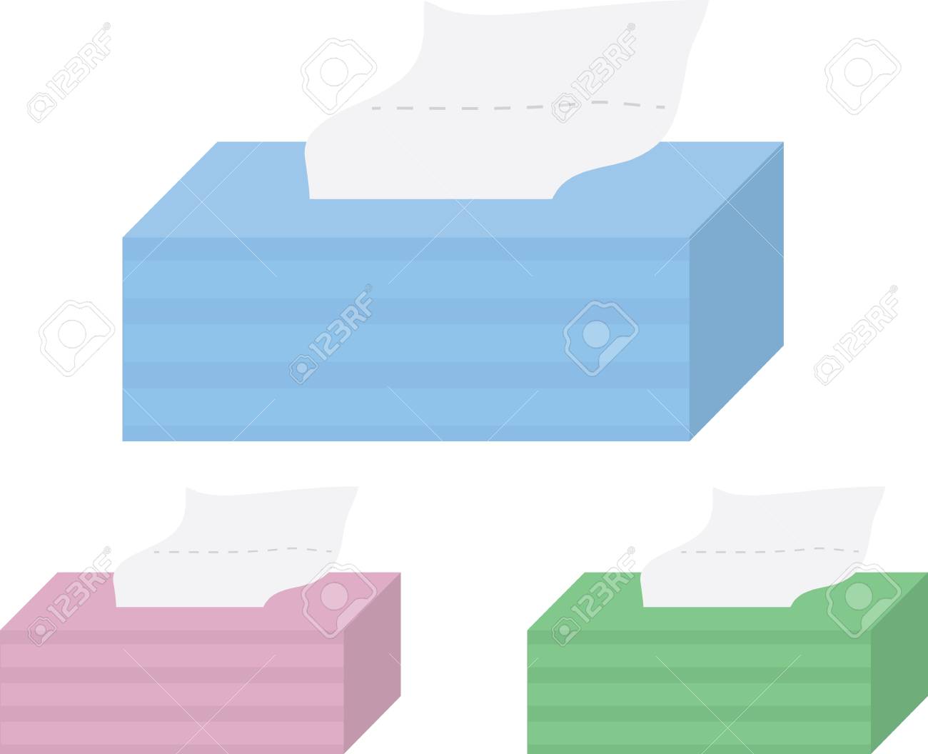 isolated cartoon tissue boxes in a few colors royalty free cliparts boxes colors