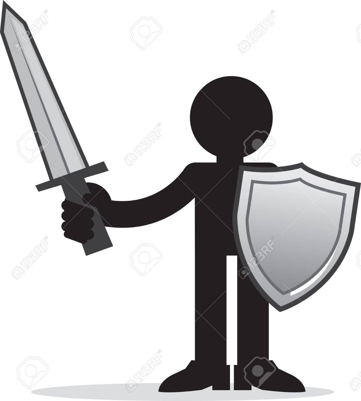 Silhouette Figure Holding Sword And Shield Royalty Free SVG, Cliparts,  Vectors, and Stock Illustration. Image 20335406., image size:1171x1300