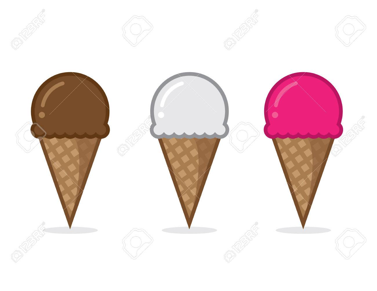 Ice Cream Cone Flavors Chocolate Vanilla And Strawberry Royalty Free Cliparts Vectors And Stock Illustration Image