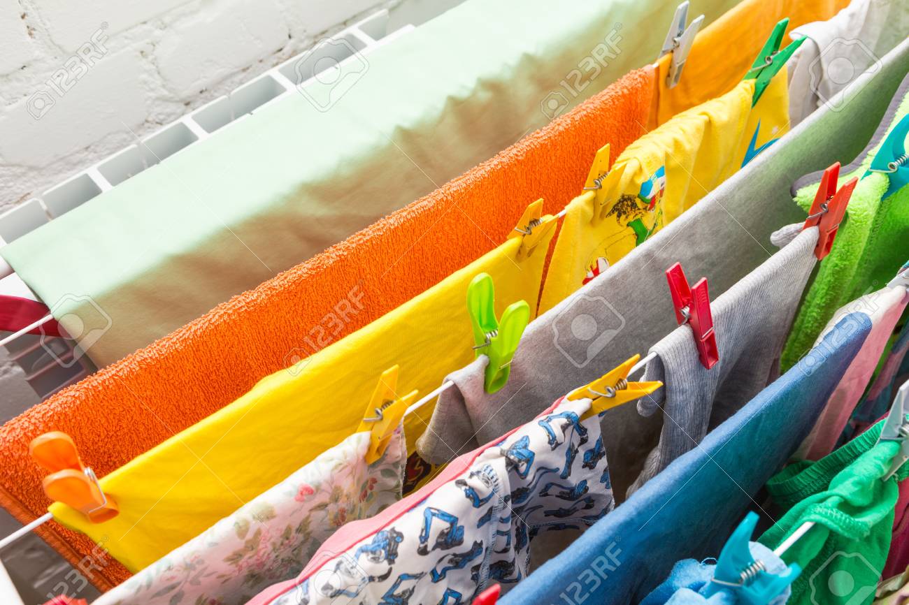 Close Up Waschetrockner Und Kunststoff Clips Haus Kleidung