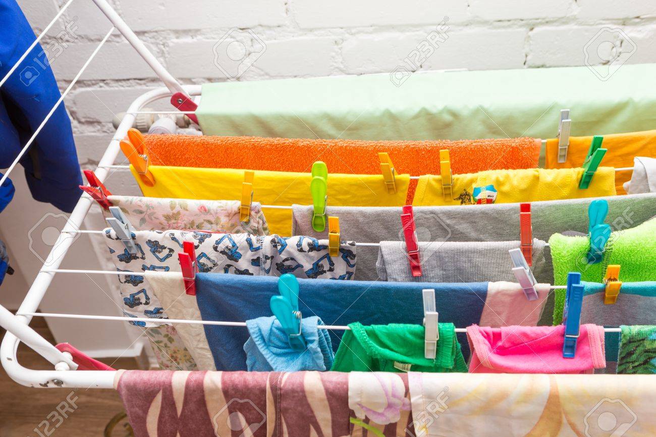 Close Up Waschetrockner Und Kunststoff Clips Haus Kleidung