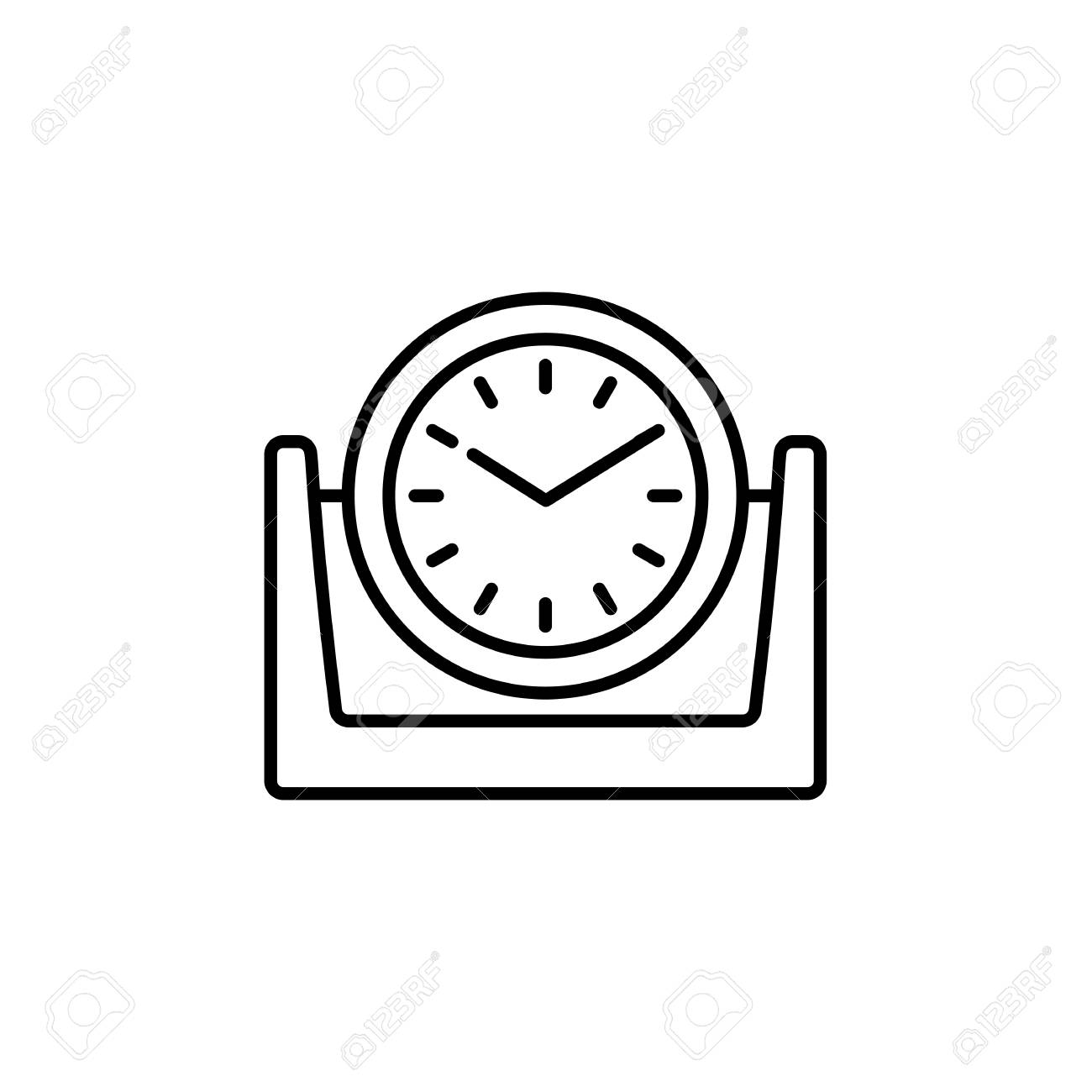 現代の机の時計のベクトルイラスト 時計の針とラウンドクロックのラインアイコン 白い背景上の孤立したオブジェクト のイラスト素材 ベクタ Image 現代の机の時計のベクトルイラスト 時計の針とラウンドクロックのラインアイコン 白い背景上の孤立したオブジェクト のイラスト素材 ベクタ Image