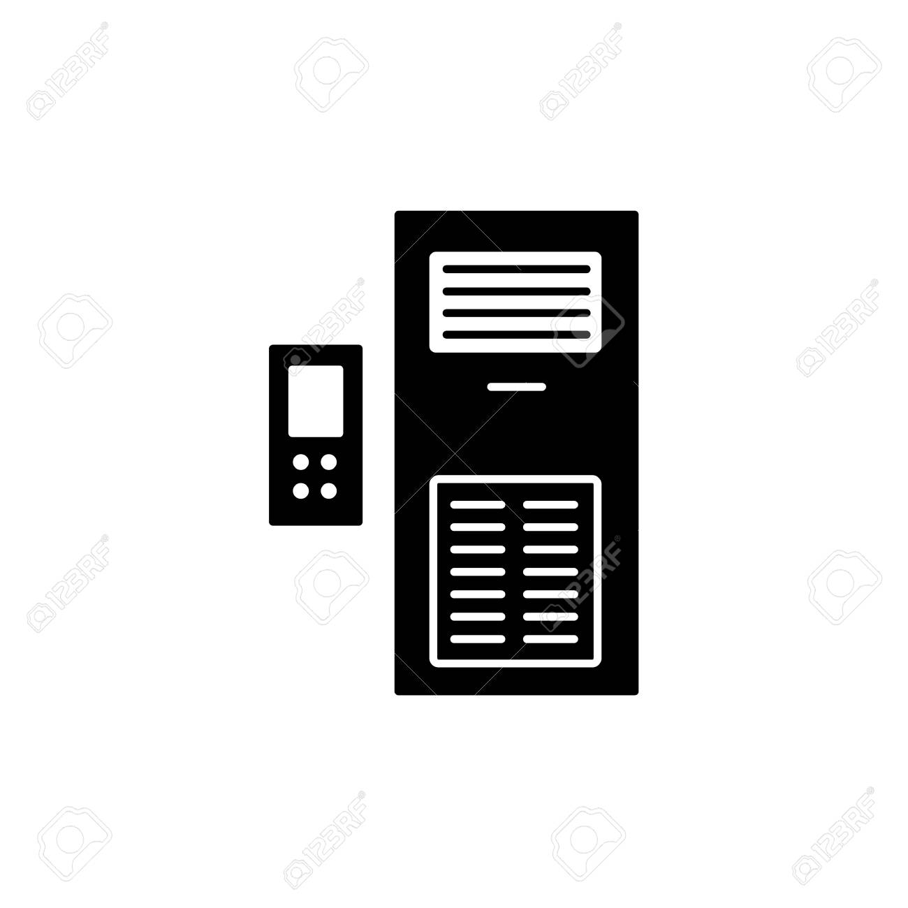 Vector Illustration Of Column Air Conditioner With Remote Control