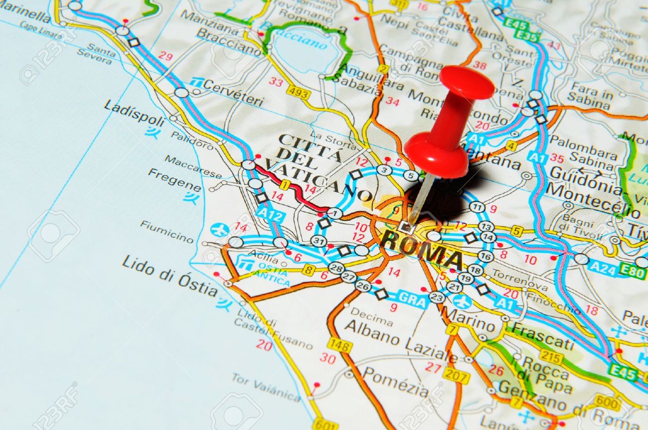 London, UK - 13 June, 2012: Rome, Italy marked with red pushpin on Europe map. - 14515057 London, UK - 13 June, 2012: Rome, Italy marked with red pushpin on Europe map. - 14515057