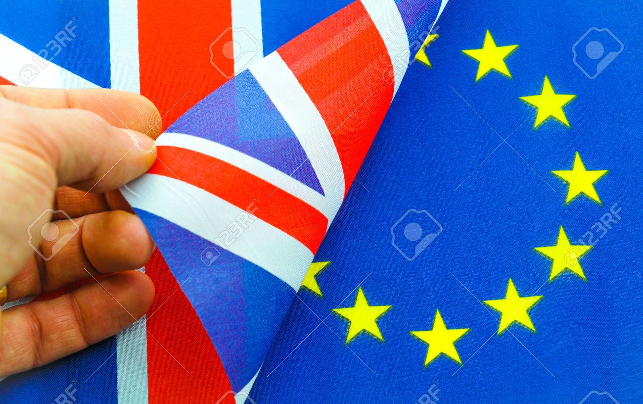 Brexit UK EU referndum concept with flags and topical message - 53830927 Brexit UK EU referndum concept with flags and topical message - 53830927
