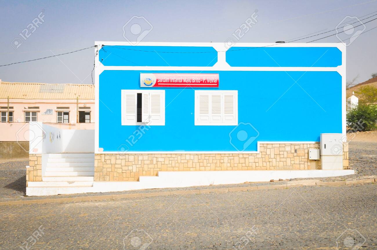 Boa Vista, Cape Verde - December 20, 2017: View of a nursery building in Povoacao Velha on the island of Boa Vista in Cape Verde, Africa - 118177578 Boa Vista, Cape Verde - December 20, 2017: View of a nursery building in Povoacao Velha on the island of Boa Vista in Cape Verde, Africa - 118177578