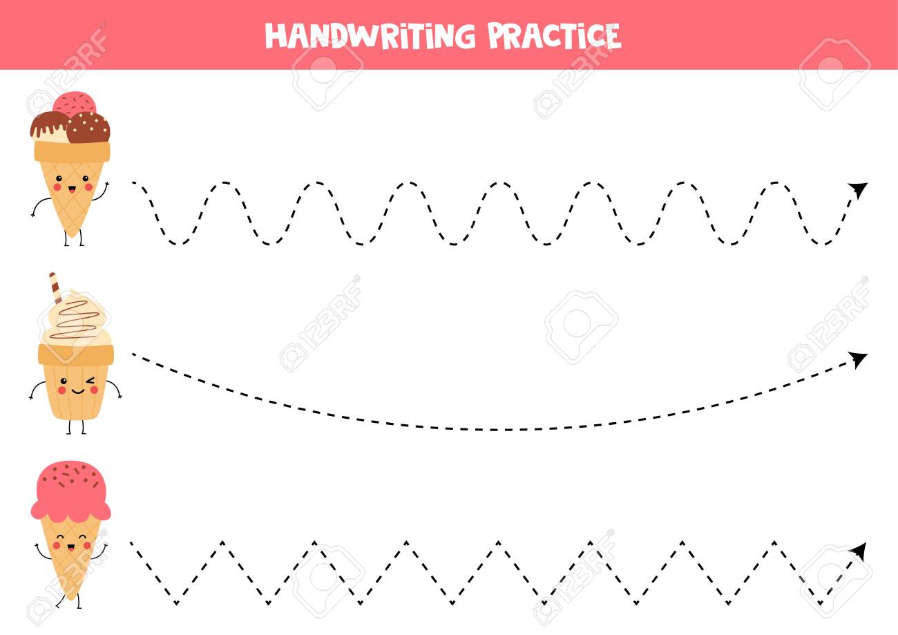 tracing-lines-with-cute-kawaii-ice-creams-handwriting-practice-for-kids-printable-worksheet-for-preschoolers-learning-to-write-royalty-free-svg-cliparts-vectors-and-stock-illustration-image-150754178