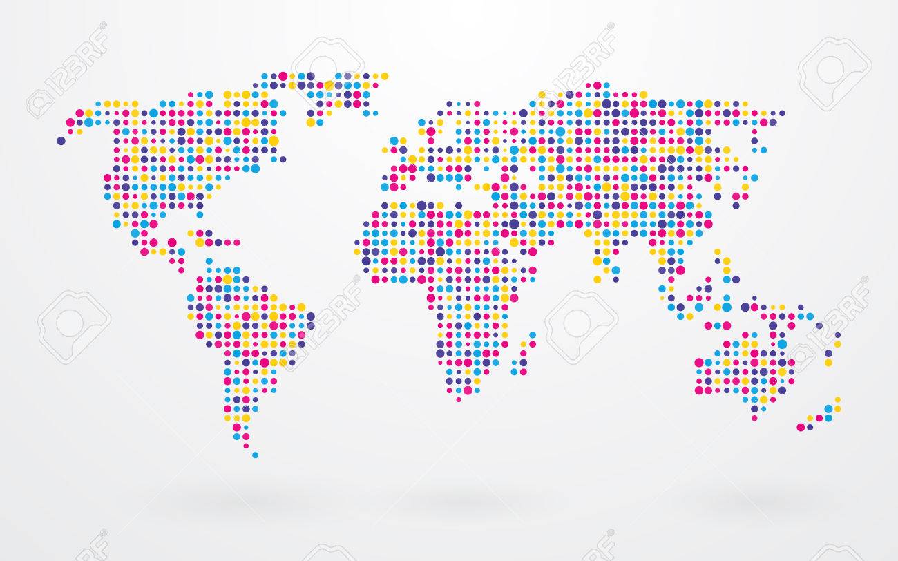 小さなカラフルなドットの世界地図 写真素材 , 29827301