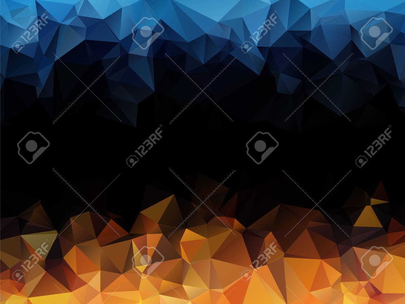 blue orange black abstract triangular background royalty free