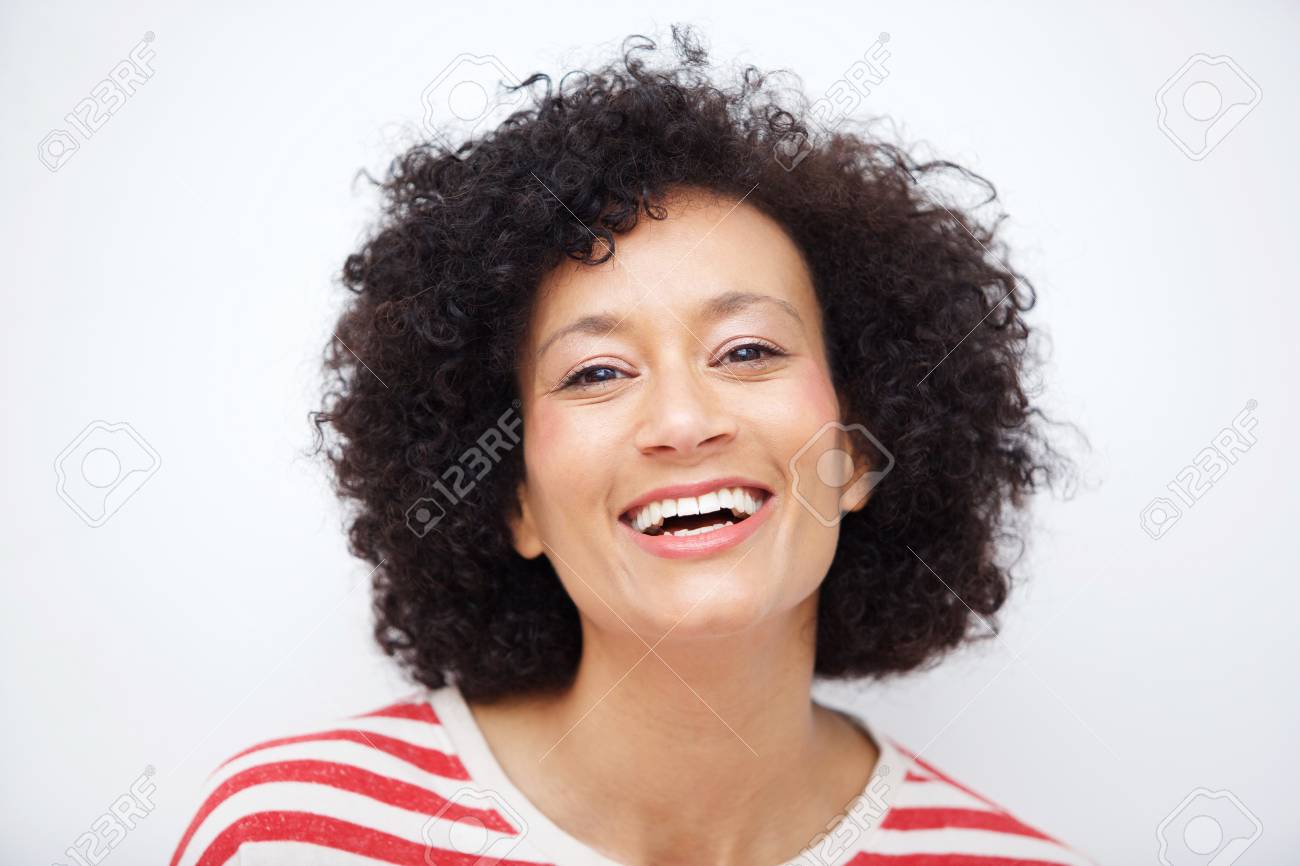 Close Up Front Portrait Of And Older African American Woman