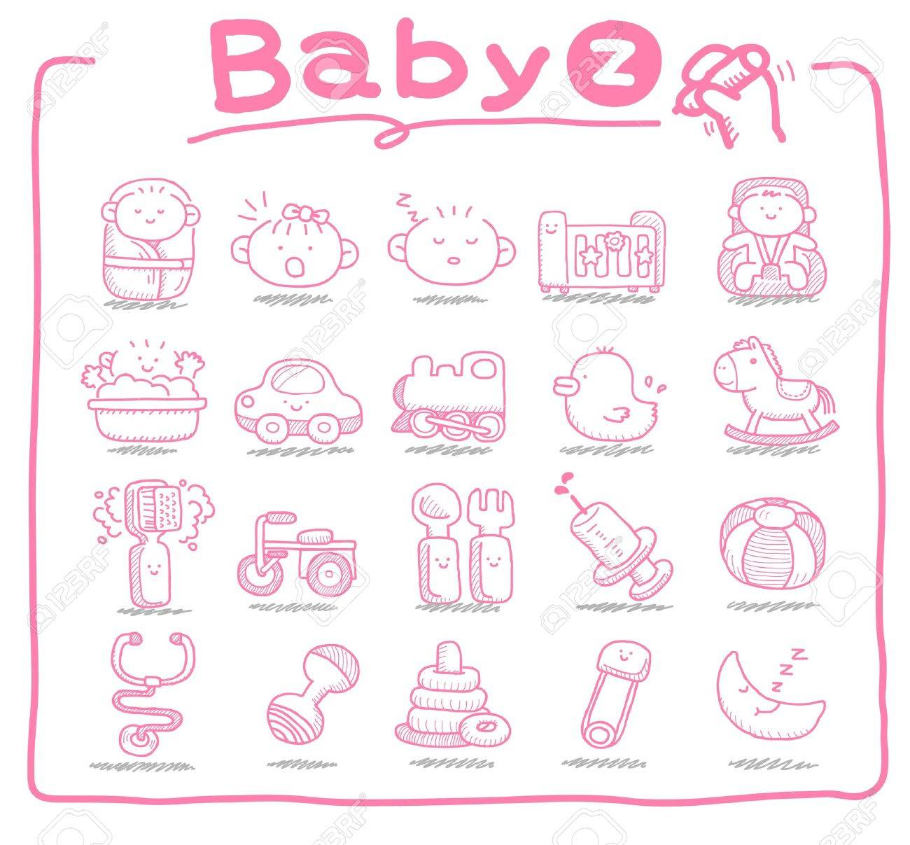 手描きアイコン赤ちゃん ベビー用品 赤ちゃんのおもちゃ のイラスト素材 ベクタ Image 手描きアイコン赤ちゃん ベビー用品 赤ちゃんのおもちゃ のイラスト素材 ベクタ Image
