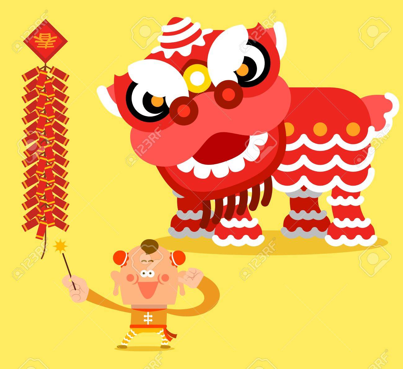 中国の新年のお祝いとライオン ダンスのイラスト素材 ベクタ Image