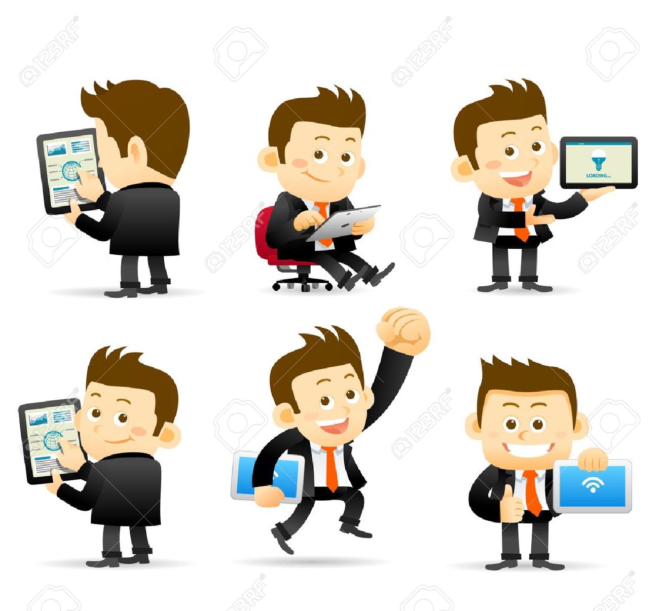 エレガントな人シリーズ ビジネスマンのタブレット Pc のイラスト素材 ベクタ Image