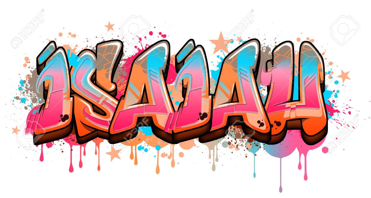Isaiah Name Text Graffiti Word Design A Cool Graffiti Name Illustration Inspired By Graffiti And Street