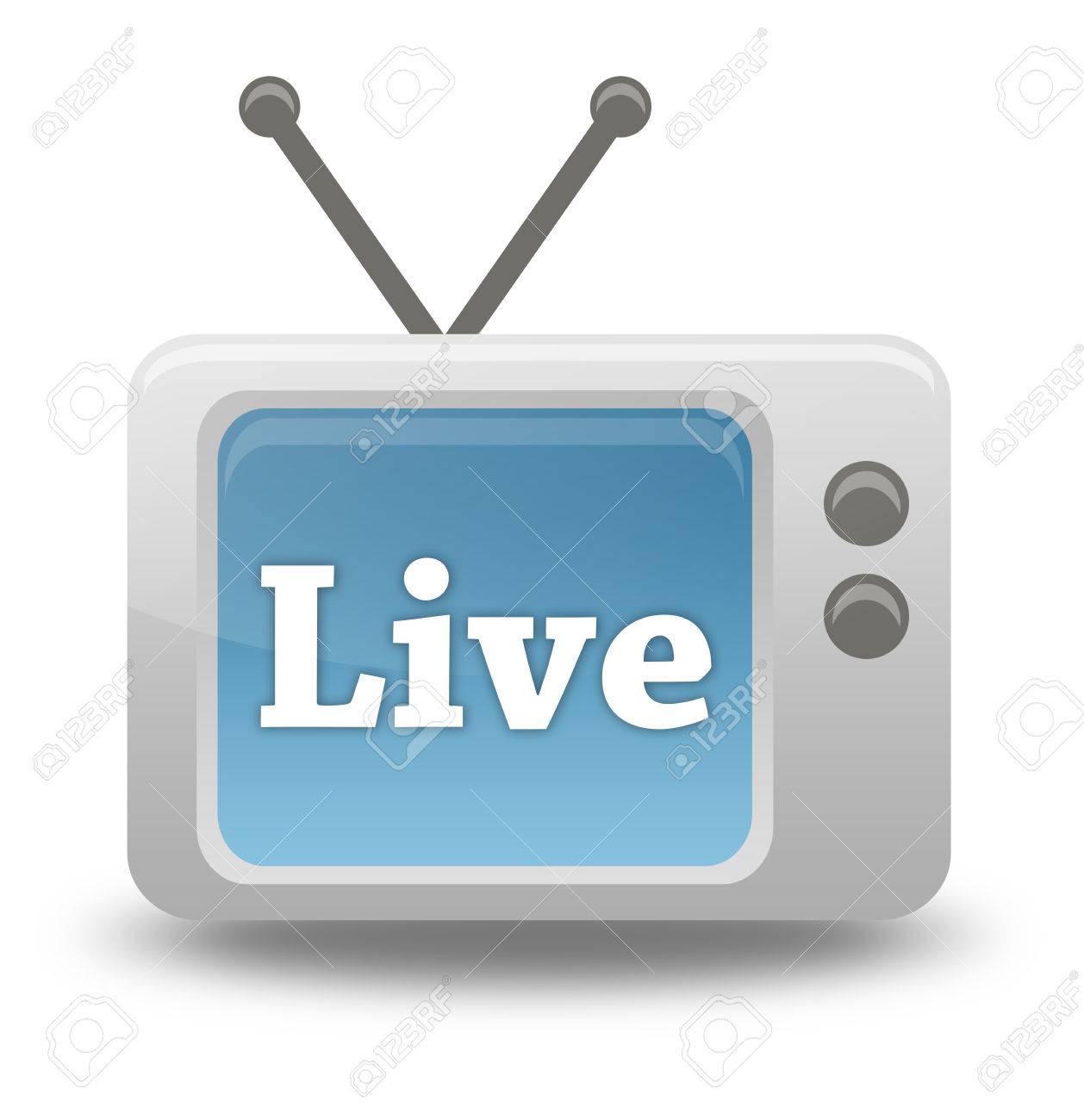 cartoon style tv icon with live stream wording stock photo picture