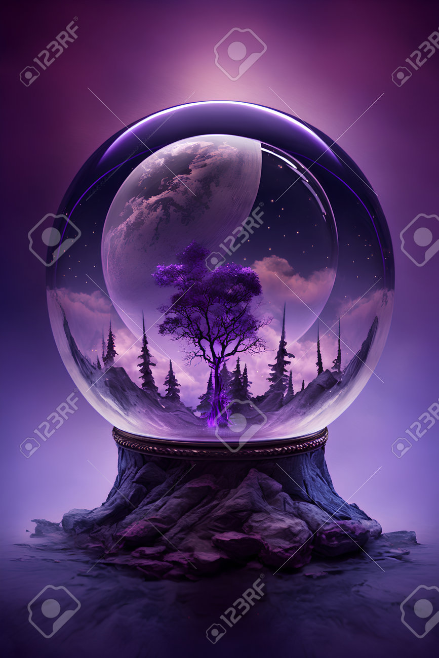 CGアート　水晶玉の中のムーブメント 2つの回転ディスクが金色に輝く、ルイ・ヴィトンの〈タンブール